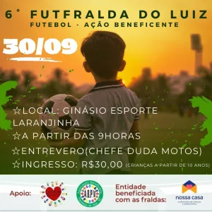 Ação beneficente acontece em 30/09 no bairro laranjinha