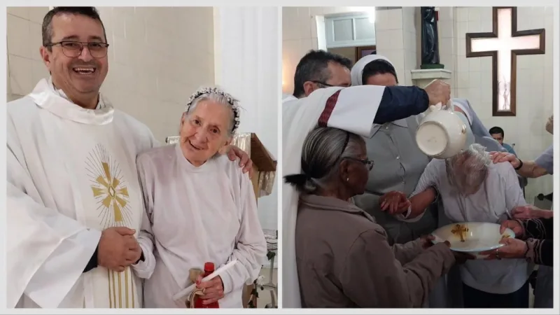 Idosa de 73 anos é batizada em capela de asilo, em Laguna