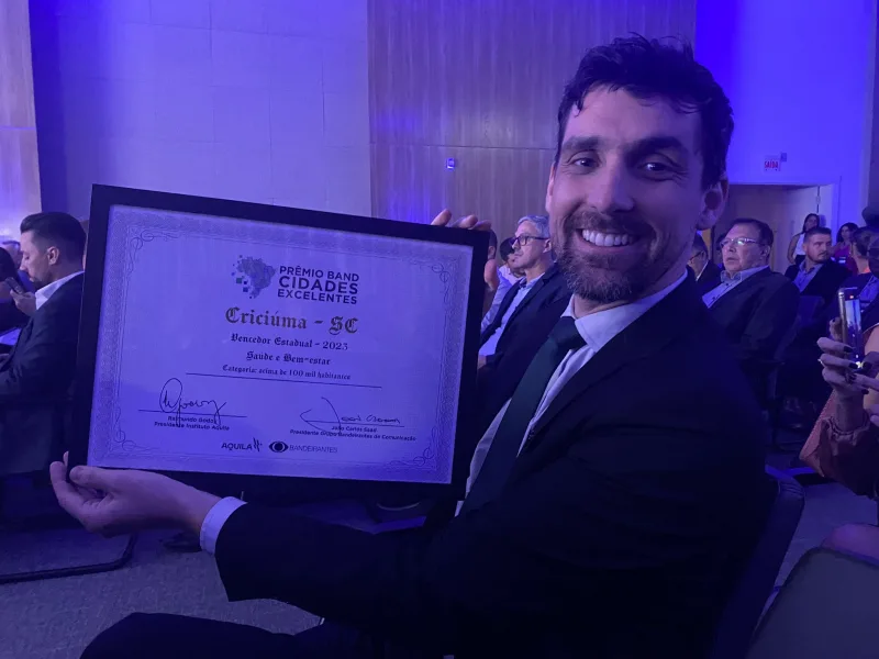 Criciúma é vencedora na categoria Saúde e Bem-Estar do Prêmio Band Cidades Excelentes 2023