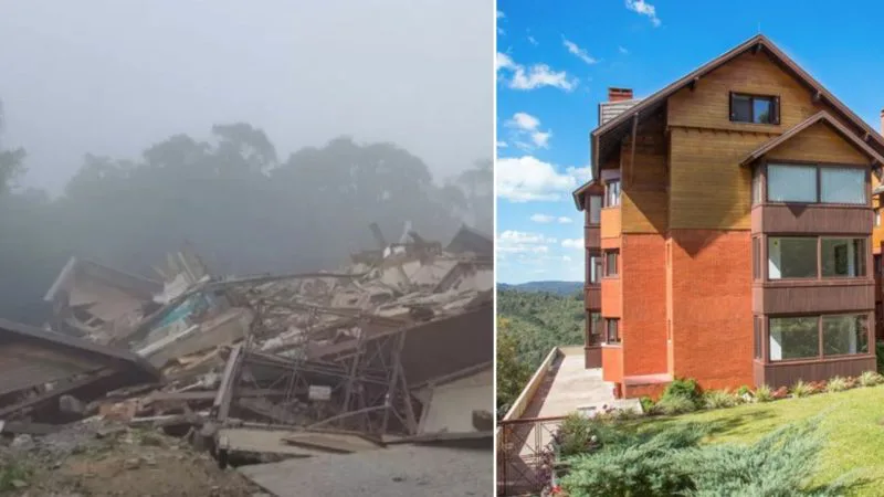 GRAMADO: PRÉDIO DESABA E RACHADURAS AUMENTAM APÓS CHUVA EM GRAMADO