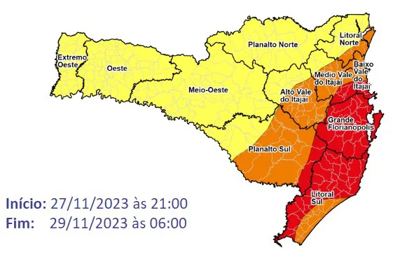 Previsão indica temporais com chuva intensa e volumosa