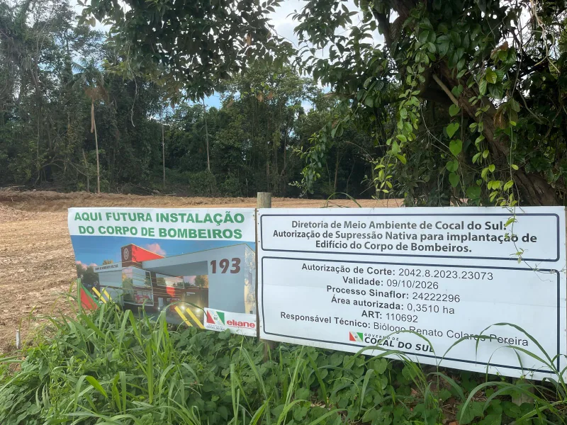 Prefeitura lança edital de licitação para a construção da sede do Batalhão do Corpo de Bombeiros Militar de Cocal do Sul