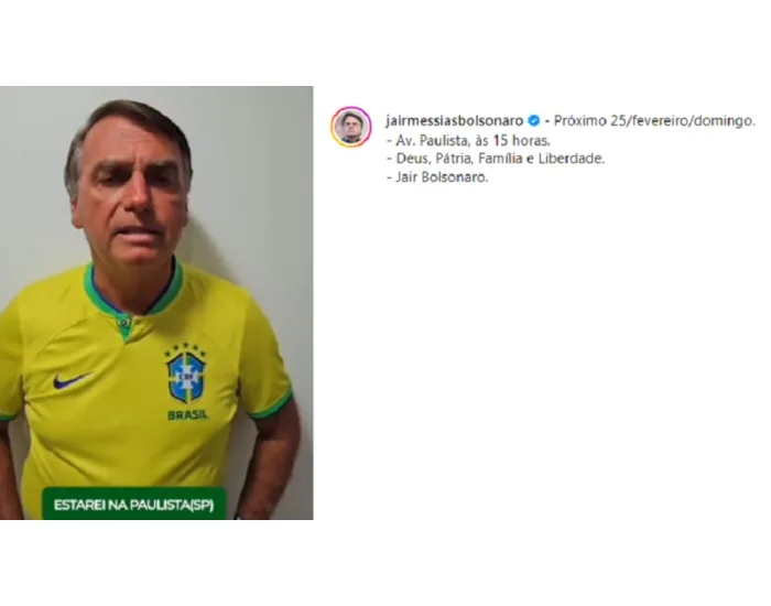 Bolsonaro convoca apoiadores para ato na Avenida Paulista no próximo dia 25