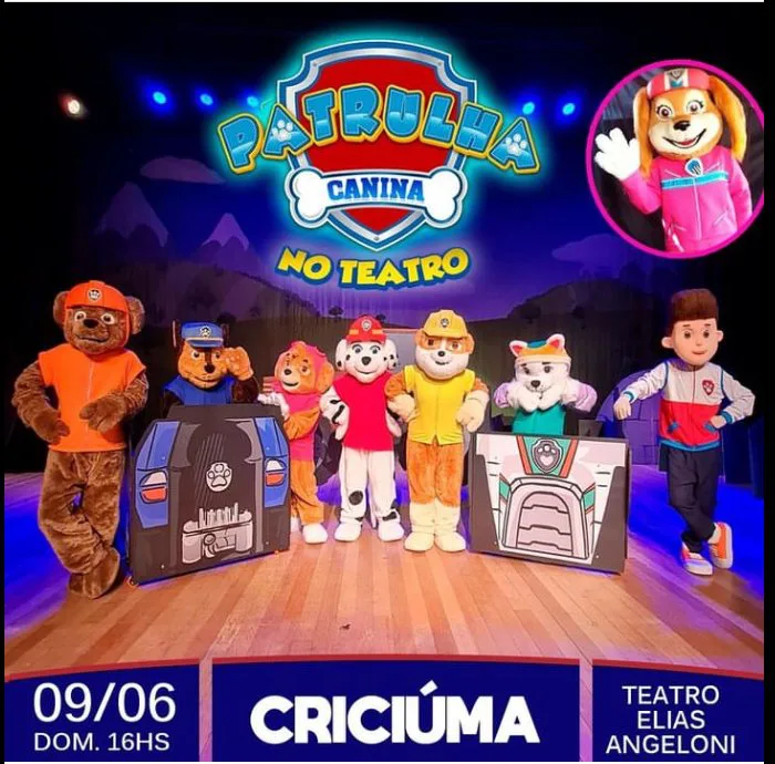Teatro Elias Angeloni receble espetáculo infantil “Patrulha Canina”, neste domingo