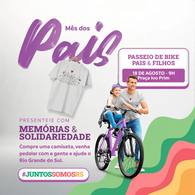 Pedal Solidário: passeio ciclístico do Farol Shopping celebra o Mês dos Pais e apoia vítimas das enchentes no RS