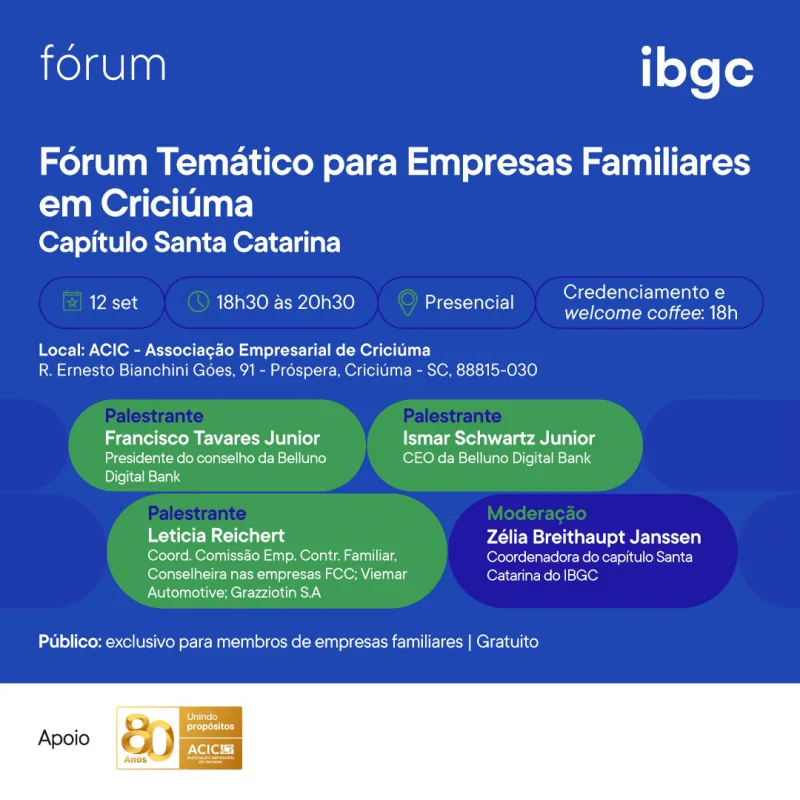 Acic receberá evento sobre sucessão em empresas familiares