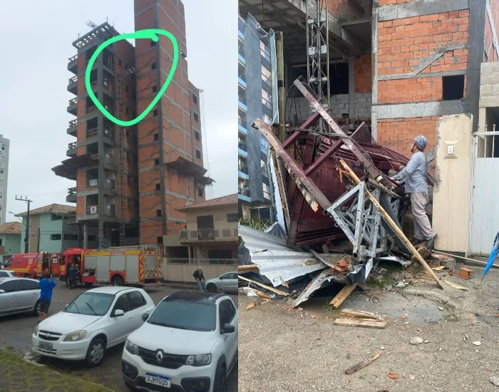 Elevador cai de prédio em construção e deixa dois mortos e feridos no Centro de Imbituba