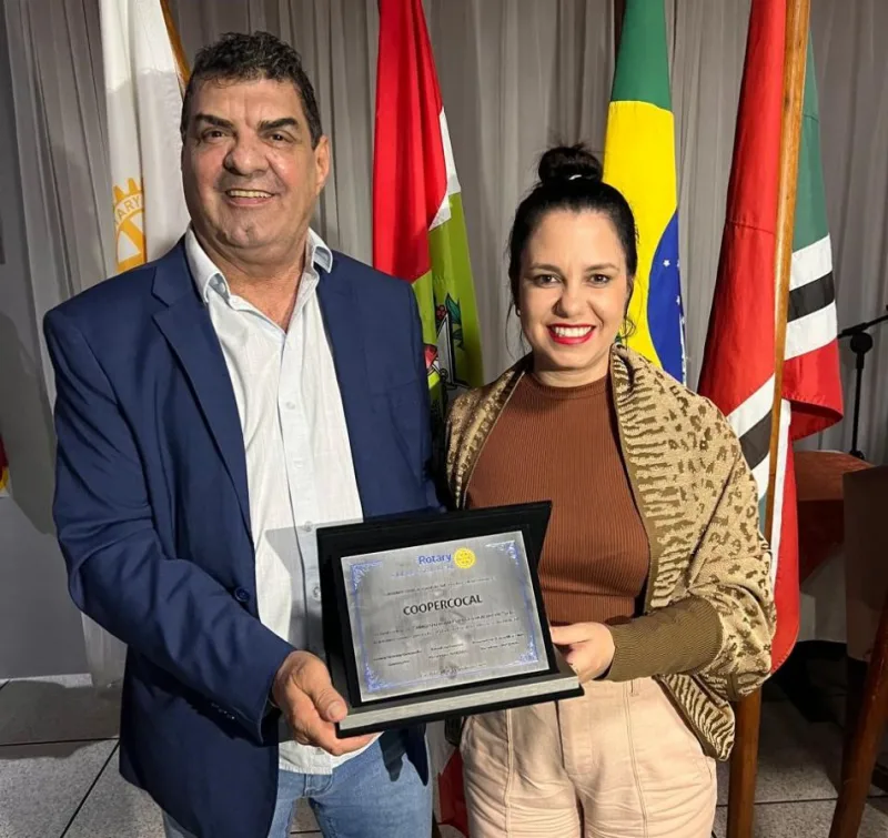 Coopercocal é homenageada pelo Rotary Club de Cocal do Sul durante posse da nova presidência