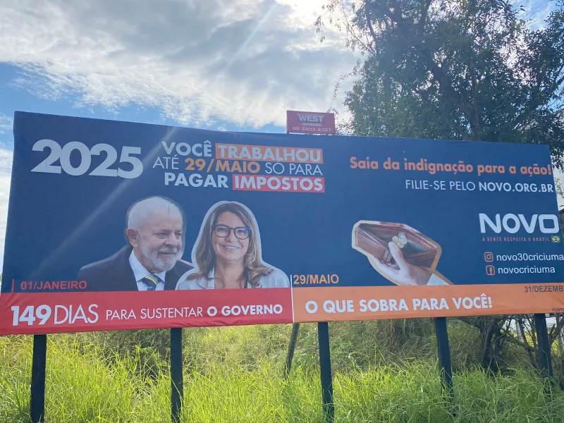 Partido Novo de Criciúma lança campanha contra alta carga tributária com críticas aos gastos do governo federal