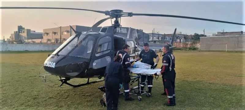 Serviço aeromédico transfere pacientes infartados de Turvo para hospital de Sombrio