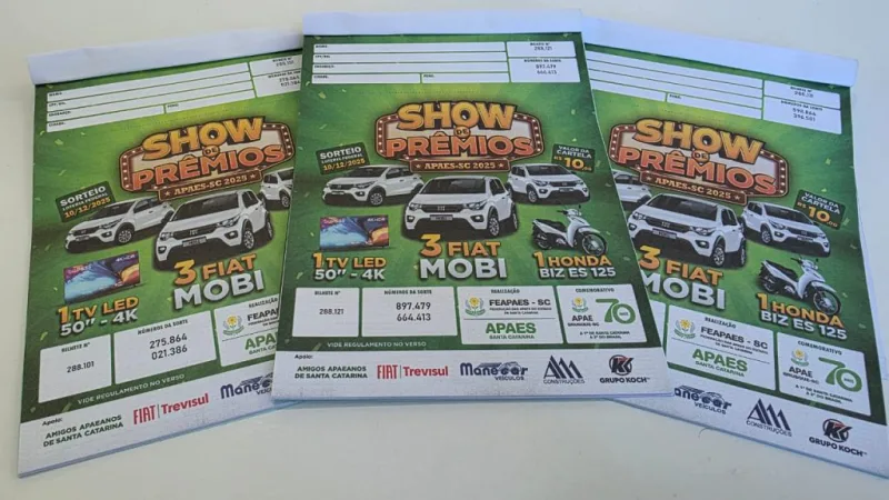 Show de Prêmios das APAEs já está com bilhetes à venda em Cocal do Sul