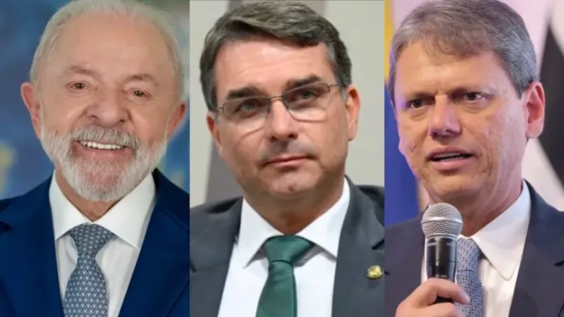 Lula empata com Flávio Bolsonaro e perde para Tarcísio, aponta pesquisa