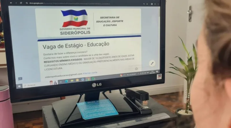 Inscrições para estágio nas escolas de Siderópolis vão até o dia 16 de janeiro