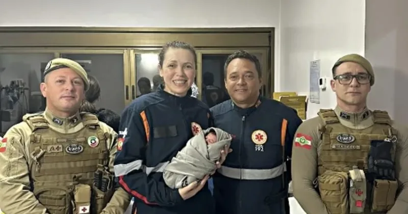 Em ocorrência de urgência, SAMU e Polícia Militar auxiliam parto domiciliar em Siderópolis